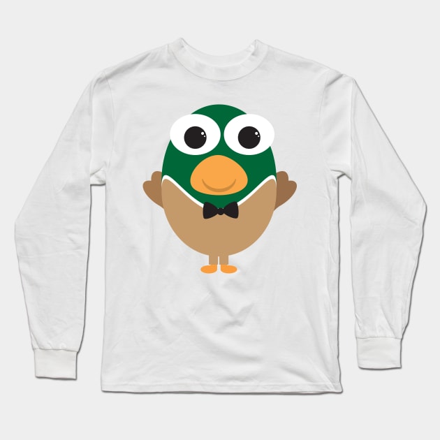 Baby duck with bow tie Long Sleeve T-Shirt by sigdesign